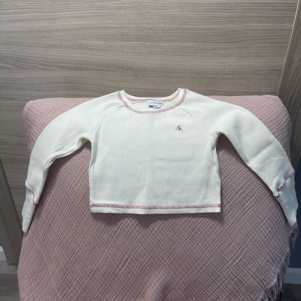 Calvin Klein Cream and Pink Long Sleeve Tee